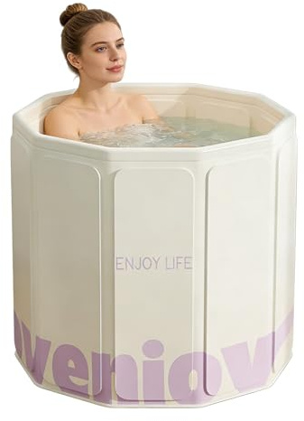 Vasca da bagno pieghevole portatile, vasca da bagno pieghevole per adulti, vasca da bagno per palestra con tappo di scarico, bagno caldo e ghiaccio per il recupero degli atleti, per doccia, sauna spa