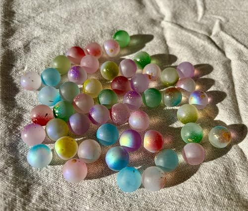 MEIERLE & Söhne Glasmurmeln 12 mm – Bunte, Matte Murmeln mit Schimmer – Dekorative Glasperlen für Deko, Basteln & Spiele – Mehrfarbiges Set