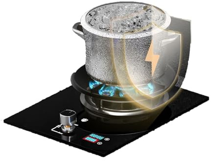 THEGA Cucina A Gas per Interni da 5,2 KW - Cucina A Gas A 1 Bruciatore, Fornello A 9 Fornelli in Vetro Temperato, con Funzione Timer, Piano Cottura Esterno Indipendente(NG)
