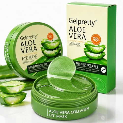56 Unidades Parches Contorno de Ojos de Aloe Vera y Ácido Hialurónico – Mascarilla Hidratante de Larga Duración contra Ojeras y Bolsas – Efecto Tensor para Hombre y Mujer