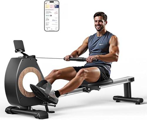 ONETWOFIT Rudergerät Für Zuhause Klappbar Pro, Stepper Für Zuhause, 16 Stufen des Stillen Widerstands Fitnessgeräte, Crosstrainer 160 Kg Kapazität, App-Kompatibel