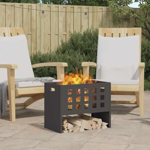 sephironlbb Chimenea de acero negro de 50 x 30 x 40 cm, chimenea portátil exterior con aspecto moderno para jardín, terraza, balcón, fuente de calor eficiente con llama abierta y construcción robusta