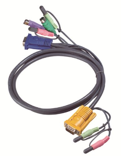 ATEN Câble KVM PS2 avec audio, SPHD-15 mâle vers VGA, PS2 et audio 2L5302P, 1,8 m