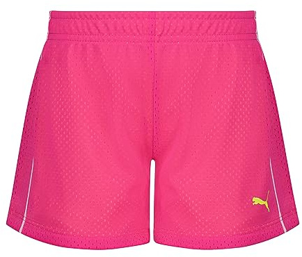 PUMA Big Girls' Active Double Mesh Short, Pink Glo, 8-10 (Medium)