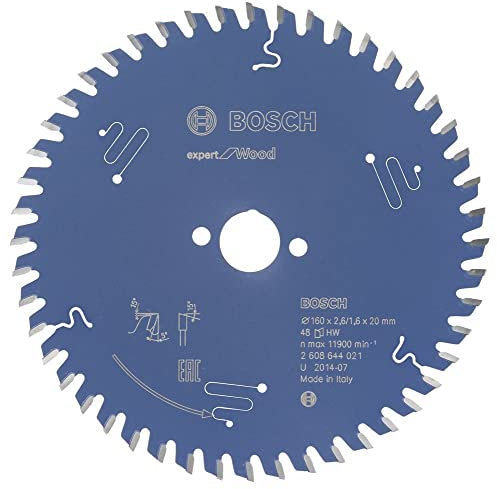 Bosch Professional 1x Kreissägeblatt Expert for Wood (Holz, Sägeblatt Ø 160 x 20 x 2,6 mm, 48 Zähne, Zubehör Kreissäge)