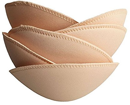 TopBine 3 Pairs Bra Pads Soft Push-up Bra Padding Inserts for Bikini Dresses Top Swimsuit Sports Bras, Round Shape/Light Beige (Round 3L Biege, A/B)