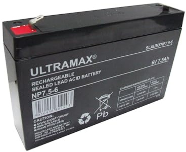 NP7.5-6, 6v 7.5Ah Ultramax Rechargeable Lead-Acid Battery