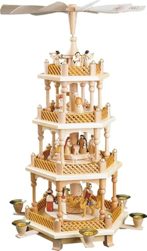 Richard Glässer Erzgebirgspyramide Christi Geburt 3-stöckig Natur 54cm