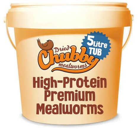 Chubby Mealworms (5 Litre), Dried Mealworms For Wild Birds, Protein Rich Dried Meal Worm High Energy for WildBirds, Reptiles, Gecko