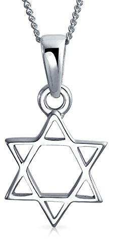 Bling Jewelry Collier Pendentif Classique Et Simple Pour Hanoukka Avec Étoile De David Ouverte De Magen Religieuse, En Argent Sterling .925 Pour Femmes Et Adolescentes