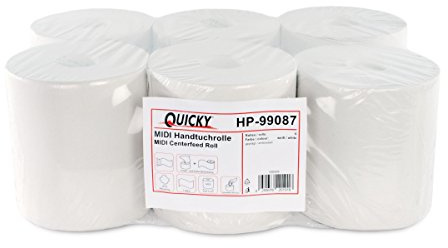 Quicky Handtuchrolle, Innenabwicklung 20 cm, 1 lagig, Recycling weiß, 1er Pack (1 x 6 Stück)