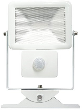 Electraline 63510 Proiettore Faretto Slim da Esterno, IP44 a LED con Sensore di Movimento, 10W, Bianco