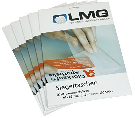 LMG LMGKALT64X86 Laminierfolien 64 x 86 mm, 2 x 300 mic zum Kaltlaminieren, 100 Stück