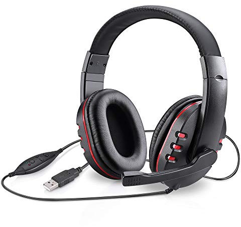 Picozon USB Plug Gaming Headset Casque avec Microphone pour PS3, Mac, Ordinateur Portable, Ordinateur