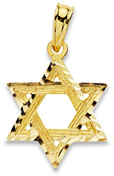 Sebaoth Ciondolo Stella di David Ebraica - Oro Sterling 18 K - 20 mm