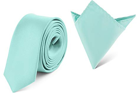 Ladeheid Herren Schmale Krawatte & Einstecktuch Set SP/P (150cm x 5cm, 22cm x 22cm)