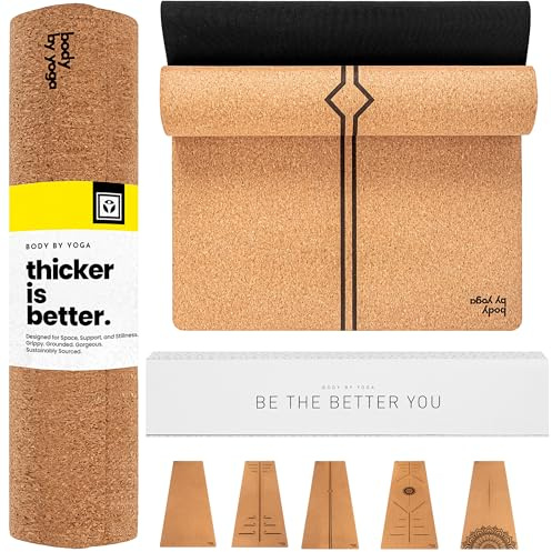 Luxus-Kork-Yogamatte - rutschfest, Weich, Schweißbeständig. Dicker, länger und breiter für mehr Komfort und Unterstützung. Stark Genug für Heißes Yoga (80x 26 x 6.5 mm)