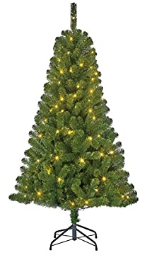Black Box Trees Charlton Künstlicher Weihnachtsbaum mit LED-Beleuchtung – H155 x Ø91 cm – Grün