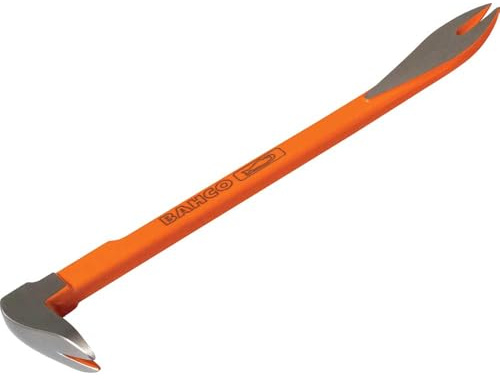 Bahco 10in Pry Bar Crowfoot Precise End Orange Demolition Tool Compact | 10in pry bar with crowfoot and precise ends, compact design for tight spaces and bright orange finish for easy visibility.