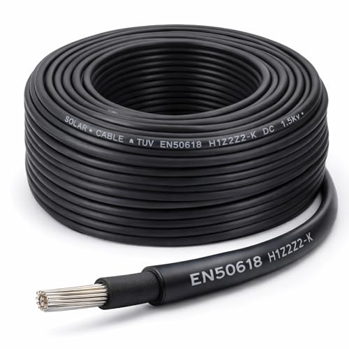 BMF Direct® - Câble solaire PV DC 4 mm2 6 mm2 10 mm2 1800 V - Double isolation - Noir et rouge, 20 Metres, 6mm² Black