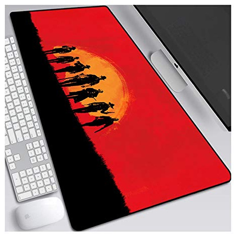 Mouse Mat Red Dead XXL Anime Mouse Pad, Speed Gaming Mouse Mat, Extra Large 900 x 400 x 3mm, Water-Resistant Mousepad with Non-Slip Rubber Base,Smooth Cloth Surface for computer PC, F