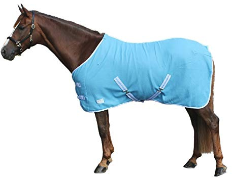 netproshop Fleece Abschwitzdecke mit Kreuzbegurtung, Farbe: Hellblau Gr. 105-155cm, Groesse:125