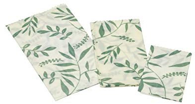 KitchenCraft Natural Elements Involucro Riutilizzabile per Alimenti Vegan in Cotone Biologico senza Cera d’Api o PVC, 3 Fogli