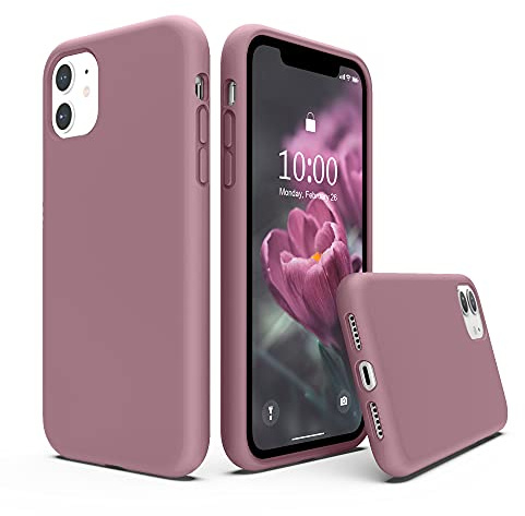 SURPHY Cover per iPhone 11, in silicone liquido con morbido microfibra cuscino fodera protettiva antiurto antiurto custodia per iPhone 11 6,1 pollici (Lilas Viola)