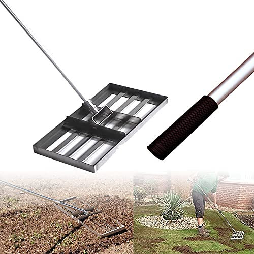 GGMWDSN Lawn Leveling Rake, Soil Leveling Tool Stainless Steel, Leveling Soil Dirt Or Sand Ground Surface for Yard Garden and Golf Lawn, Golf Garden Lawn Leveling Rake