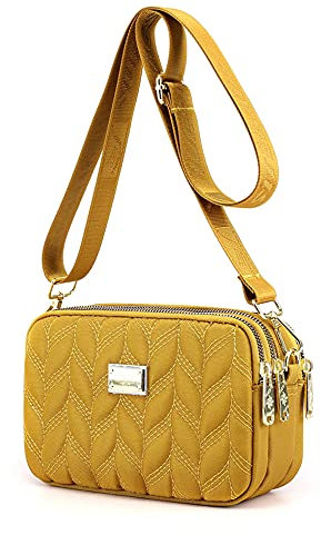 YANAIER Damen Handy Umhängetasche Schultertasche Wasserdicht Nylon kleine Tasche Handytaschen zum Umhängen Frauen Brieftasche Gelb