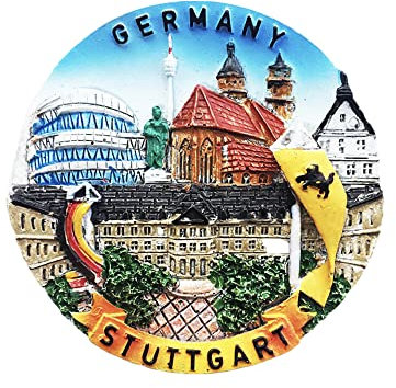 Magnete da frigorifero 3D Stoccarda Germania, idea regalo per souvenir, decorazione fatta a mano, per casa e cucina, collezione di magneti per frigorifero