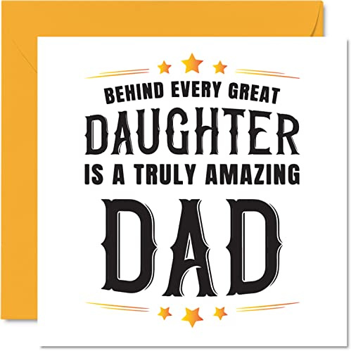 Stuff4 Niedliche Vatertagskarten Vater Aufschrift Hinter Great Daughter | Karte von Tochter Vater Geburtstagsgeschenke 145 mm x 145 mm sentimentale Vatertagsgrußkarten Geschenk Papa