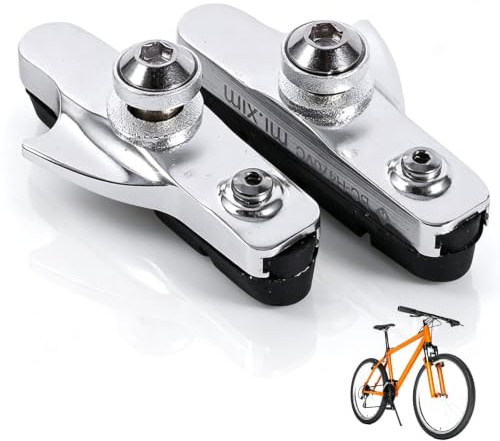Agatige Fahrrad-Bremsbeläge, Paar L/R 55mm Bergfahrrad Aluminiumlegierung Bremsklötze, Sport Rennrad Schuhe Bremse Ersatz Set mit Drainage-Körnung