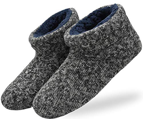 KuaiLu Zapatillas Casa Bota Hombre Invierno Cerradas Babuchas Caballero Caliente Peluche Lana Pelo Altas Pantuflas Botines Comoda Pantufas Homem Calcetines Interior Patucos Slippers Negro 43