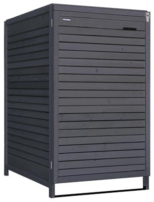 Lukadria Mülltonnenbox 240L 1 Tonne Mülltonnenverkleidung Mülltonnecontainer Holz vorimprägniert anthrazit mit Rückwand Mod.Adria