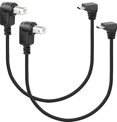 SinLoon USB-B-auf-USB-C-Druckerkabel, 2 Stück, USB2.0-Typ-B-auf-Typ-C-Kabel, kompatibel mit Drucker, MIDI-Controller, MIDI-Tastatur und mehr (Type B (down))