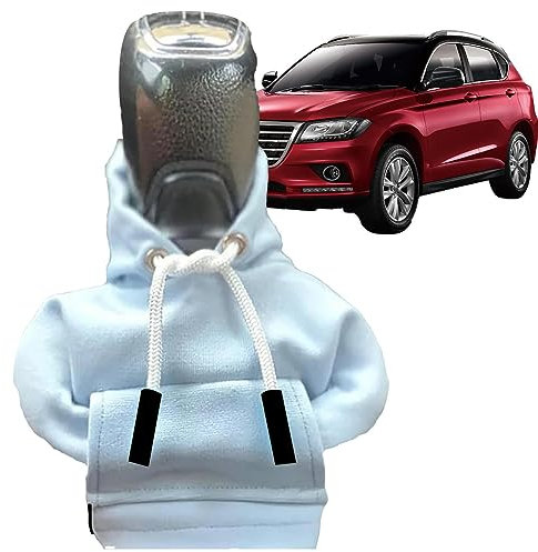 Hemousy Copri Leva del Cambio Felpa con Cappuccio Creativa con pomello del Cambio Copri Cappuccio con Cappuccio per Leva del Cambio Felpa con Cappuccio Divertente per Auto Felpa, Bianco