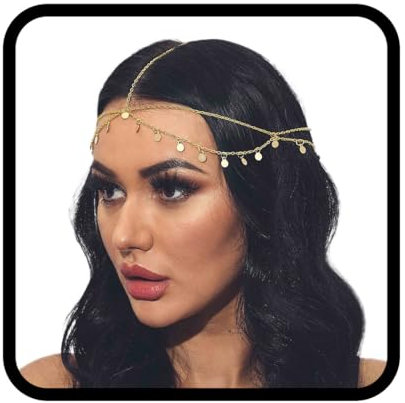 Fashband Gold Pailletten Kopfkette Quaste Haarketten Kopfschmuck Festival Kostüm Haarschmuck für Frauen