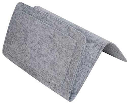 Betttasche Filz-Taschen-Organizer for den Nachttisch, Telefonbuch, Zeitschriftenhalter, Taschen for Aufhängen, Aufbewahrungstasche, Bett, Tisch, Sofa, Seitentasche (Color : Light Gray)