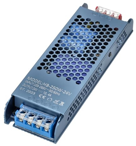 Jandei - Fuente de Alimentación Transformador Ultrafino 110/220V AC a 24V DC 250W 10,4A, Instalación en Interior IP20, para Tira Led, Neón o Dispositivos de Bajo Voltaje