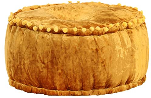 SKM Pouf Rund Samt 40x20 cm Senfgelb,2,8 KG,287568,Color: Gelb