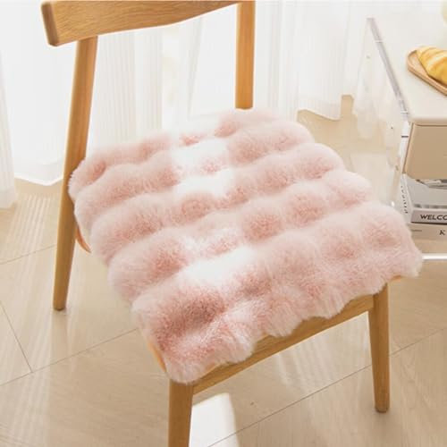 Bettschlange Sitzkissen, 4er Set Stuhlkissen 40x40cm mit Bändern, Plüsch Komfort Sitzpolster Büro Lazy Warm Stuhlauflage, Auflagen für Stühle für Kleine Stühle Zuhause, Küche, Büro,Rosa