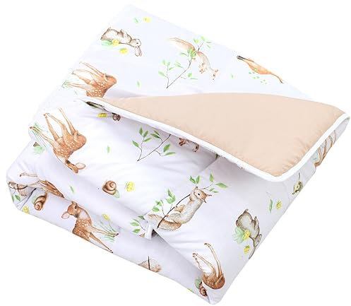 TupTam Tappeto Play Mat Per Bambini e Neonati Coperta 120 x 120 cm Gioco Imbottita XXL, Animali della foresta Marrone Beige Volpe Cervo
