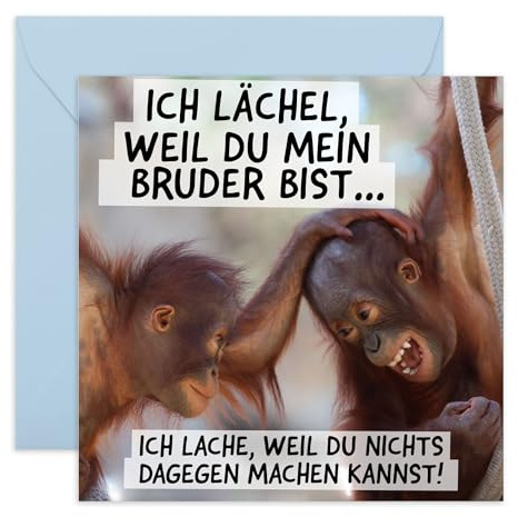 Central 23 Geburtstagskarte für Bruder – ICH LÄCHEL, WEIL DU MEIN BRUDER BIST – Lustige Geburtstagskarten für Männer – Geburtstagsgeschenk für Ihn – mit Aufklebern
