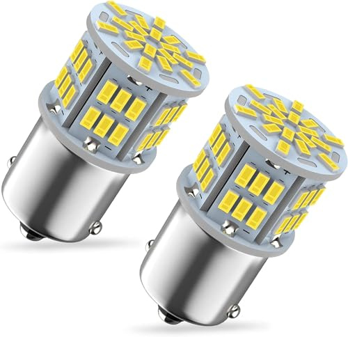 Xnourney Ampoules LED 1156 P21W BA15S 7506 Lot de 2 pièces | 54 puces 3014 ultra lumineuses, 12V/24V 6500K blanc, voiture RV remorque bateau, feux stationnement et frein arrière