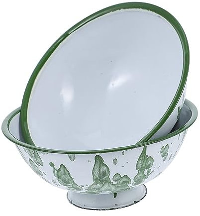 Cabilock 2 Piezas Tazón De Esmalte Contenedor De Comida Ensaladeras Frutero De Cerámica Cuenco De Soba Ensaladera Esmaltada Metal Bol Gran Olla De Sopa Alimento