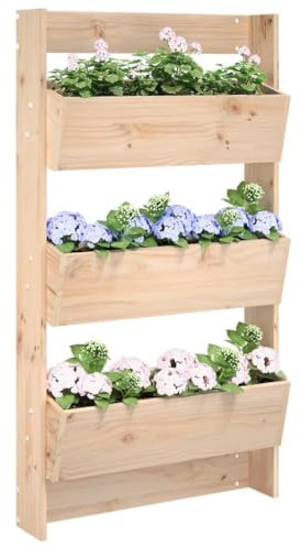ShGaxin Jardinera de Pared 3 Niveles Madera Maciza Pino 60x18,5x110 cm, Huerto Urbano Terraza, Jardineras Exterior, Jardineria Maceteros, Mesa De Cultivo, Huerto En Casa - 825114