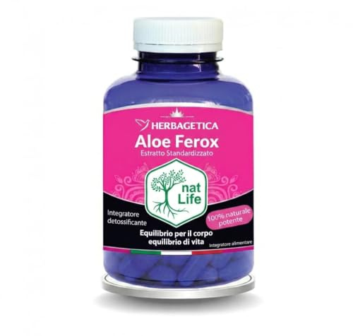 ALOE FEROX 100% NAT LIFE 60 CPS - 1° CLASSIFICATO MIGLIOR DETOX 2026, 100% NATURALE DETOX CELLULARE, INTESTINALE, REGOLA TRANSITO INTESTINO