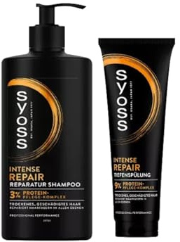 Syoss Shampoo Repair (1x 440 ml) für trockenes & geschädigtes Haar, beugt Haarschäden vor & Tiefenspülung Repair (1x 250 ml) reichhaltige Spülung repariert alle Ebenen der Haarfasern