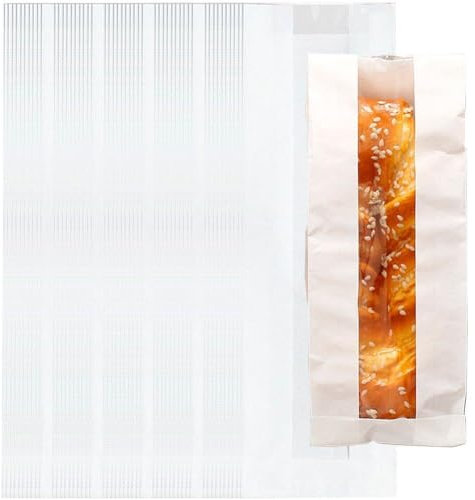 Dinntty 50 Stück Papier-brotbeutel, Kraftpapier-Brot-aufbewahrungsbeutel, Verpackungsbeutel Frontfenster Für Selbstgemachtes Brot, Französisches Brot